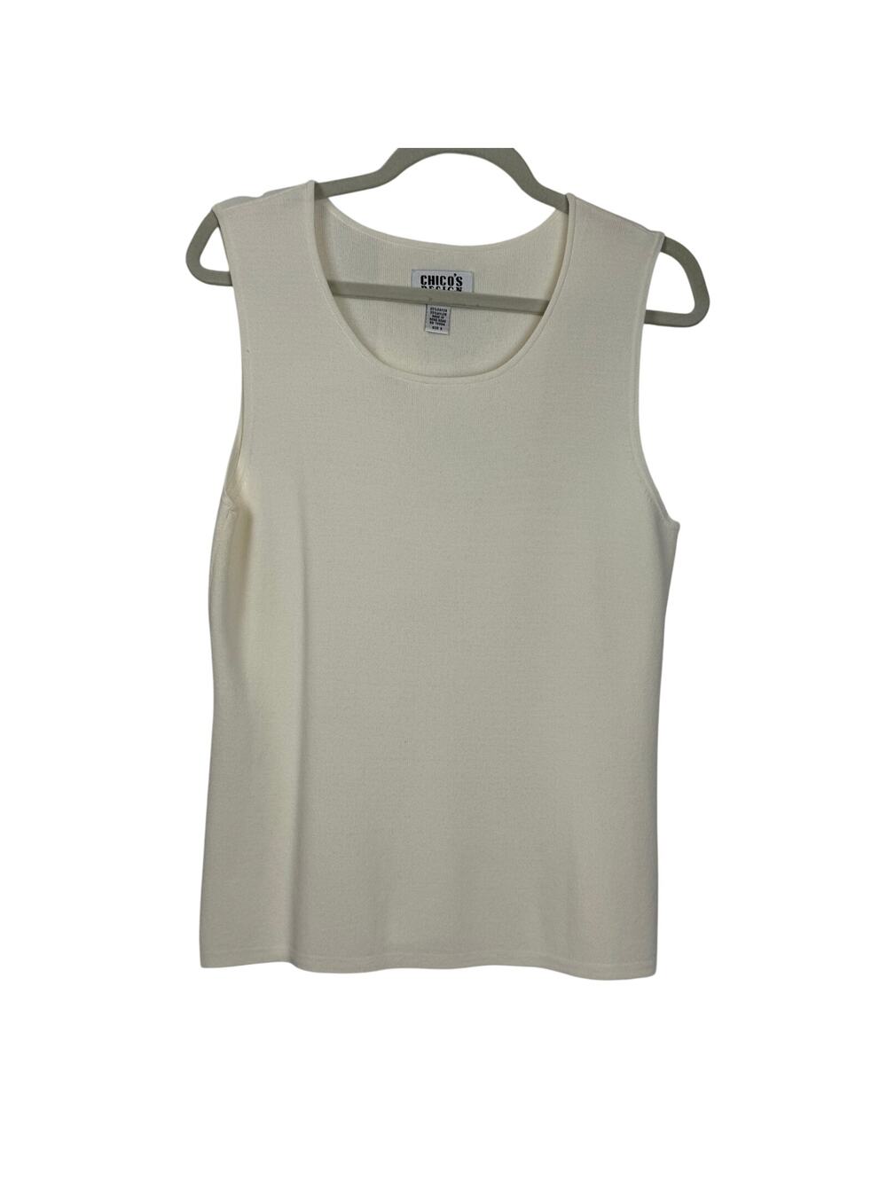 Vintage Chico’s Design Ivory Knit Tank Size 2 Large Minimalist